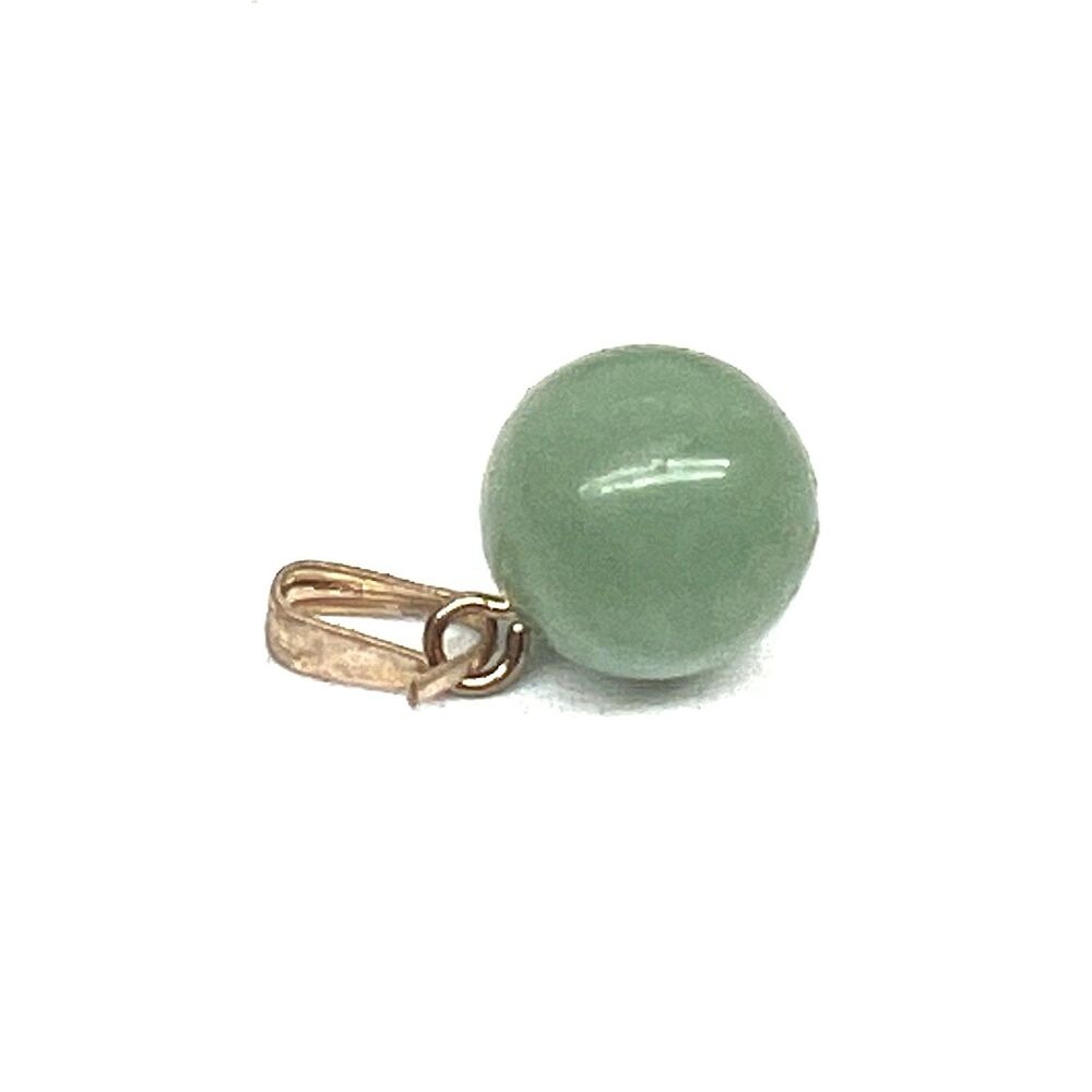 Adventurine Green Polished Quartz Ball Pendant Gold Tone Bail
